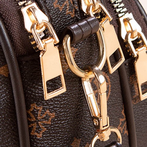 Luxury Floral Diagonal Mini Round Shoulder Bag - Dark Brown |image