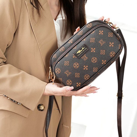 Showing image for Luxury Floral Diagonal Mini Round Shoulder Bag - Dark Brown Luxury Floral Diagonal Mini Round Shoulder Bag - Dark Brown |image