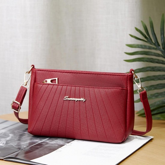 Trendy Rhombic Adjustable Stripe Small Square Messenger Bag - Red |image