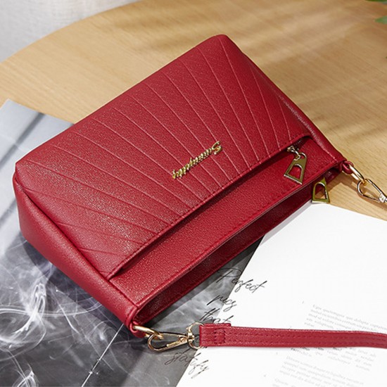 Trendy Rhombic Adjustable Stripe Small Square Messenger Bag - Red |image