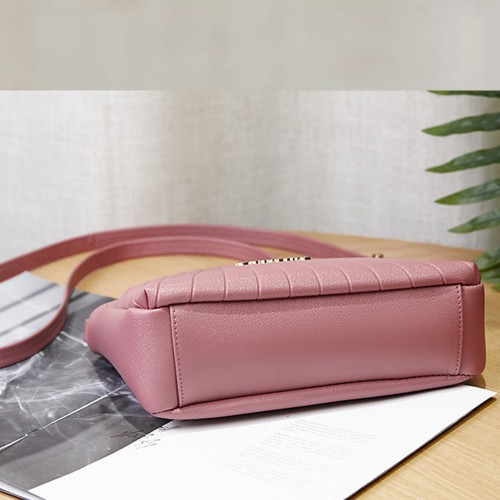 Trendy Rhombic Adjustable Stripe Small Square Messenger Bag - Pink |image