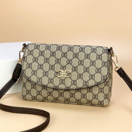 Showing image for Elegant Zipper Pocket Flap Letters Printed Shoulder Bag - Light Brown Elegant Zipper Pocket Flap Geometric Pattern Shoulder Bag - Light Brown |image