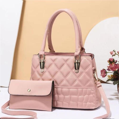 Geometric Embossed Removable Stripe Tote Handbag - Pink |image
