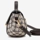 Lock Closure Round Shape Floral Printed Shoulder bag - Light Brown |image