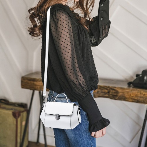 Stylish and Functional Adjustable Strip Women Shoulder Bag - White |image