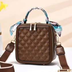 Trendy Rhombus Portable Square Messenger Women Shoulder Bag - Dark Brown