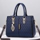 Geometric Pattern Embossed Women Tote Handbags - Blue