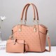 Two Piece Embossed Double Hand Women Tote Hand Bag - Pink