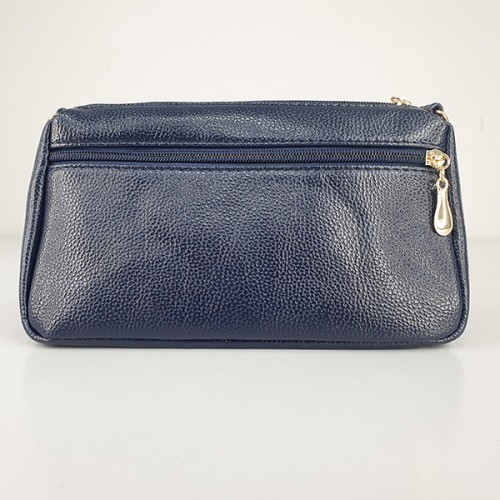 Korean Style Floral Zipper Closure Diagonal Shoulder Bag - Blue |image