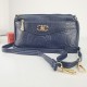 Korean Style Floral Zipper Closure Diagonal Shoulder Bag - Blue |image