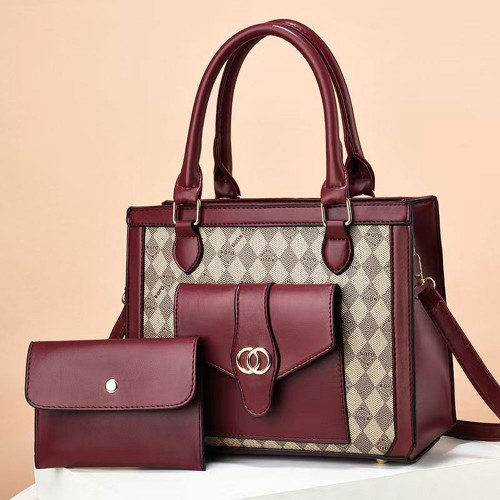 Geometric Rhombus Cross Border Women Tote Square Hand Bag - Maroon |image