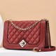 Luxury Lock Closures Rhombus Chain Women Shoulder Bag - Red |image