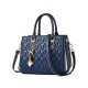 Trendy Wrinkled Embossed Double Hand Tote Hand Bag - Blue