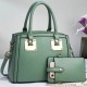 Two-Piece Solid Patch Pocket Women Tote Square Hand Bag - Green