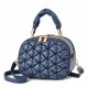 Trendy Winkled Embossed Patch Pocket  Women Round Shoulder Bag - Blue