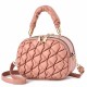 Trendy Winkled Embossed Patch Pocket  Women Round Shoulder Bag - Pink