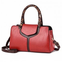 Retro Style Contrast Pillow Type Texture Women Shoulder Bag - Red
