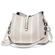 Luxury Plaid Bucket Crossbody Detachable Strap Women Handbag - Cream |image