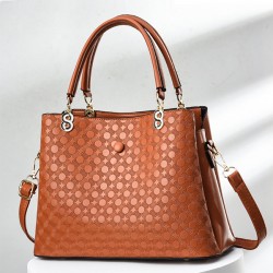 Trendy Floral Pattern Detachable Handle Women Tote Hand Bag - Brown