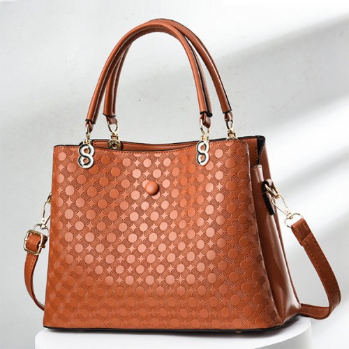 Trendy Floral Pattern Detachable Handle Women Tote Hand Bag - Brown |image