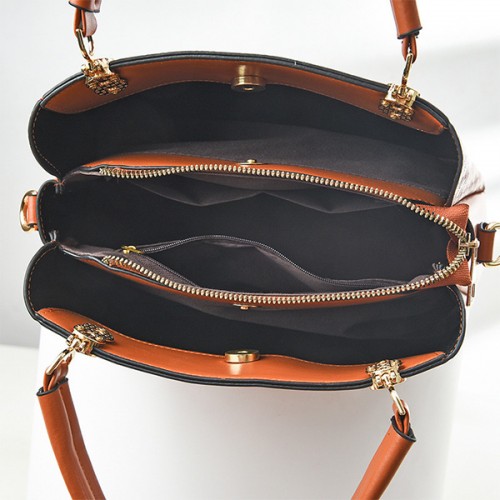 Trendy Floral Pattern Detachable Handle Women Tote Hand Bag - Brown |image