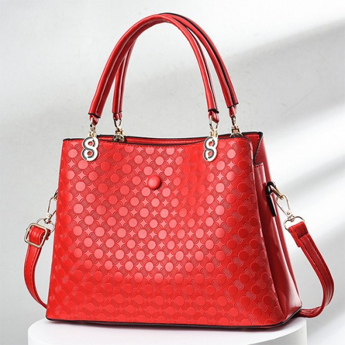 Trendy Floral Pattern Detachable Handle Women Tote Hand Bag - Red |image