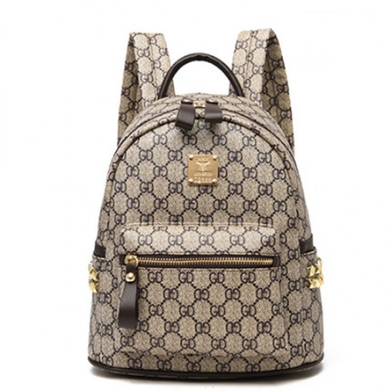 Presbyopia Zipper Pockets Vertical Square Women Backpack - Light Brown |image