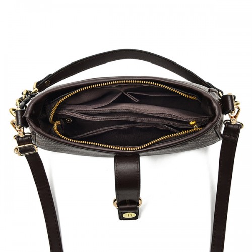 Checkered Buckle Decor Chain Baguette Women Shoulder Bags - Brown |image
