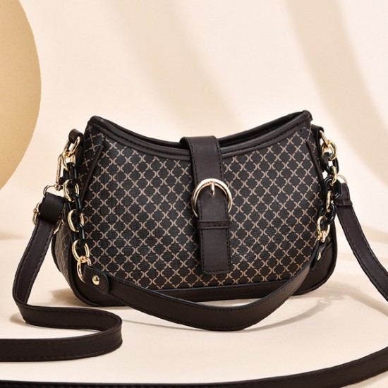 Showing image for Checkered Buckle Decor Chain Baguette Women Shoulder Bags - Brown Checkered Buckle Decor Chain Baguette Women Shoulder Bags - Brown |image