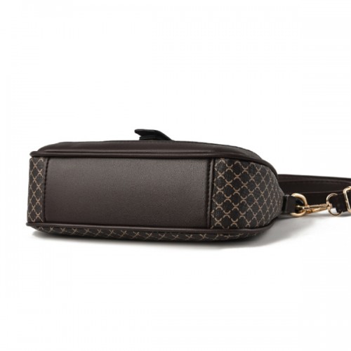 Checkered Buckle Decor Chain Baguette Women Shoulder Bags - Brown |image