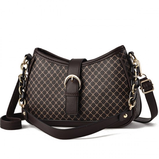 Showing image for Checkered Buckle Decor Chain Baguette Women Shoulder Bags - Brown Checkered Buckle Decor Chain Baguette Women Shoulder Bags - Brown |image