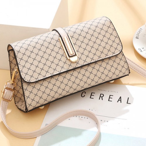 Geometric Patterns Flip Magnetic Buckle Women Shoulder Bags - Beige |image