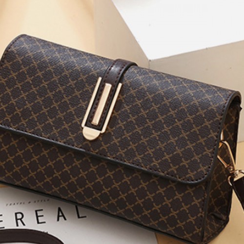 Geometric Patterns Flip Magnetic Buckle Women Shoulder Bags - Dark Brown |image
