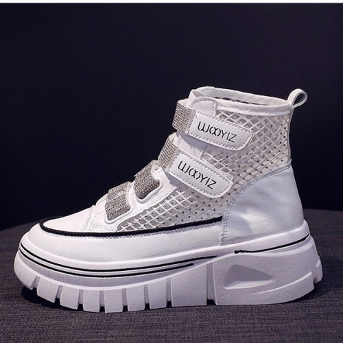 Platform Velcro Soft Sole Thick Bottom Women Sneakers - White |image