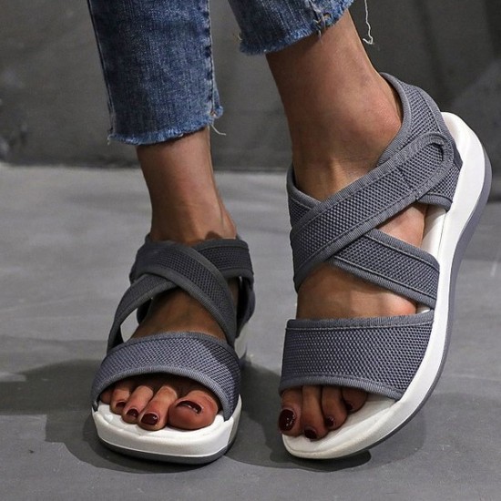 Showing image for Fish Head Velcro Closure Thick Bottom Strappy Women Sandals - Grey Fish Head Velcro Closure Thick Bottom Strappy Women Sandals - Grey |image