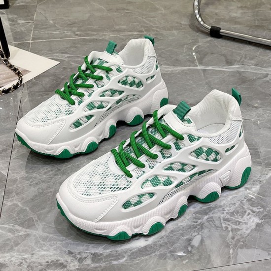 Showing image for Breathable Thick Soled Lace Up Sporty Women Sneakers - Green Breathable Thick Soled Lace Up Sporty Women Sneakers - Green |image
