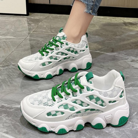 Showing image for Breathable Thick Soled Lace Up Sporty Women Sneakers - Green Breathable Thick Soled Lace Up Sporty Women Sneakers - Green |image