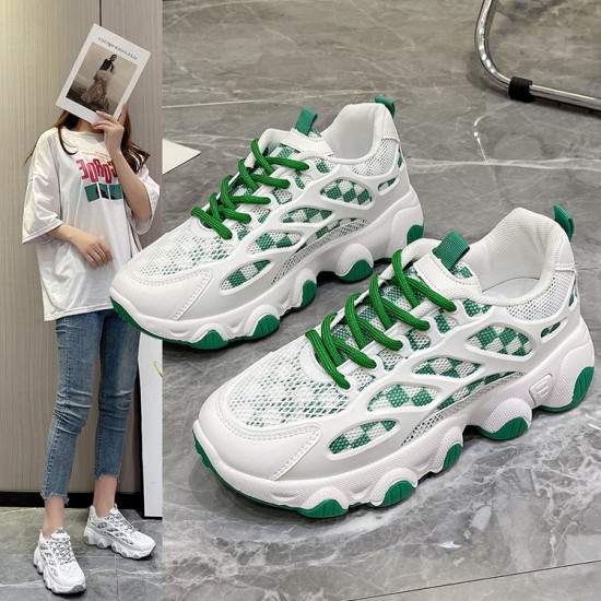 Showing image for Breathable Thick Soled Lace Up Sporty Women Sneakers - Green Breathable Thick Soled Lace Up Sporty Women Sneakers - Green |image