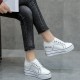 Ankle Thick Soled Lace Up Round Head Sneakers - White |image