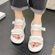 Transparent Ankle Strap Velcro Peep Toe Wedge Sandals - White |image