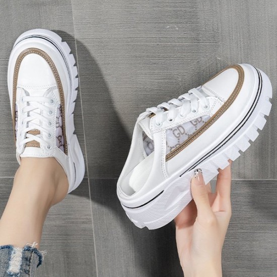 Comfort Low Top Round Toe Lace Up Sports Sneakers - Brown |image