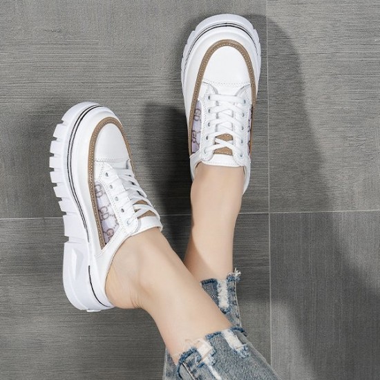 Comfort Low Top Round Toe Lace Up Sports Sneakers - Brown |image