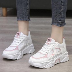 Roman Style Comfortable Thick Sole Mesh Cross Straps Sneakers - Pink