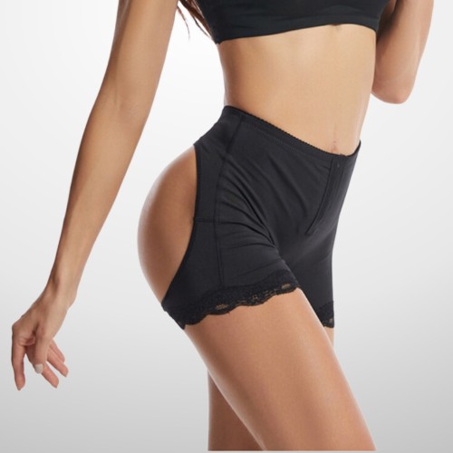 Cross Border Thin Waist Hip Lifting Lace Trim Corset Shapewear- Black |image