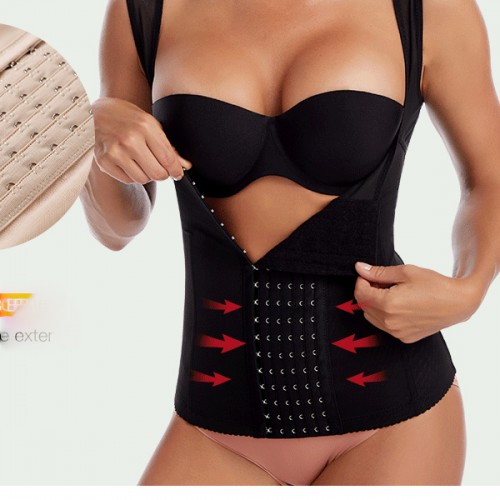 Tank Top Tummy Control Corset Shapewear Bodysuit - Black |image