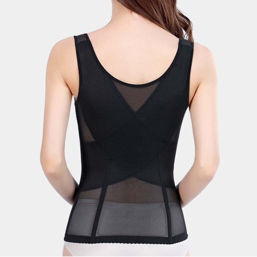 Tank Top Tummy Control Corset Shapewear Bodysuit - Black |image