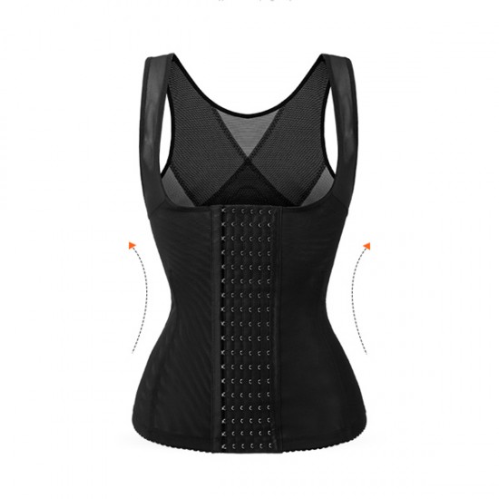 Tank Top Tummy Control Corset Shapewear Bodysuit - Black |image
