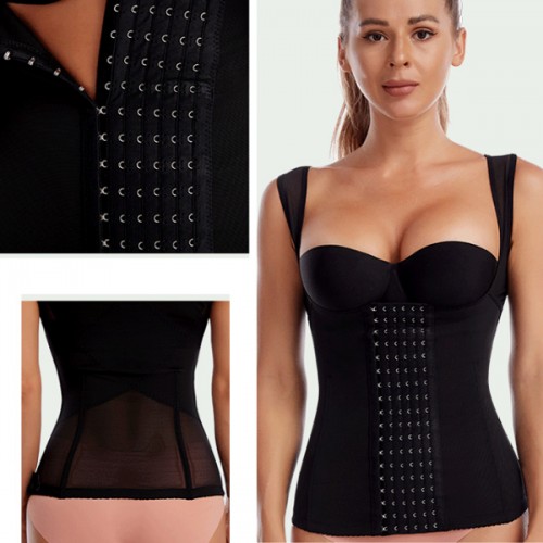 Tank Top Tummy Control Corset Shapewear Bodysuit - Black |image