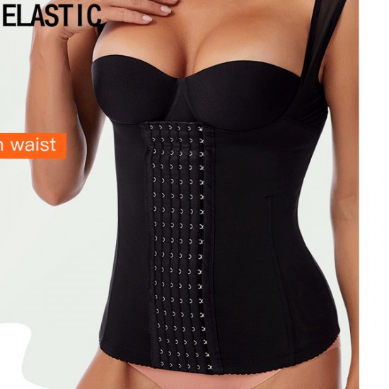 Tank Top Tummy Control Corset Shapewear Bodysuit - Black |image