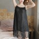 Women Lace Suspender Camisole Lingerie Nightwear Gown - Black |image